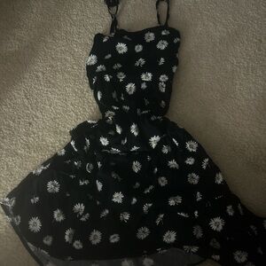 Floral Black and White Kids Dress